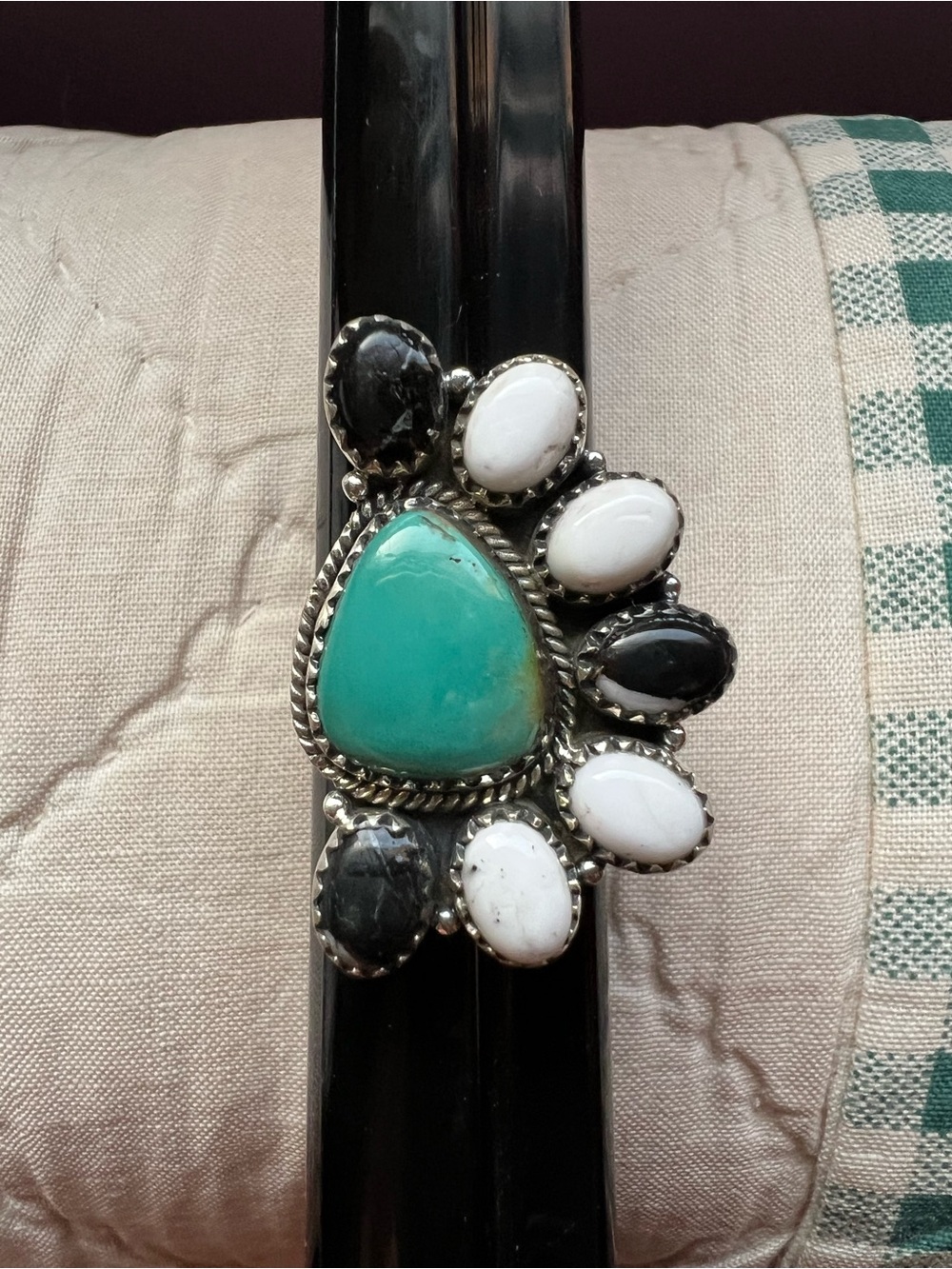 Sterling Stella, blue and white buffalo ring